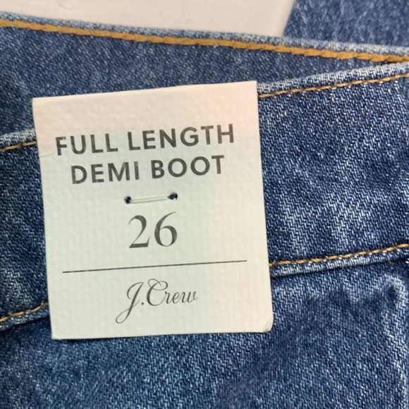 J. Crew Size 26 Full-Length Demi-Boot Jeans | NWT Raw Hem Medium Wash Denim - Picture 2 of 7